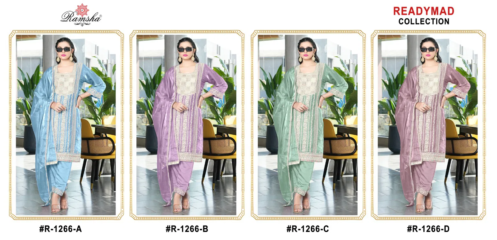 R 1266 Nx By Ramsha Jimi Choo Pakistani Readymade Suits Wholesale In India